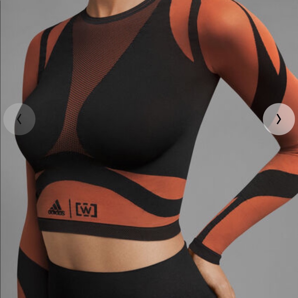 NWT-WOLFORD SHEER MOTION CROP LONGSLEEVE-SMALL Sequoia/Black